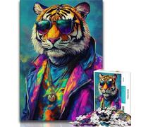 1000 Piece Jigsaw Puzzles for Adults & Teens Boss Tiger Teenager Jigsaw,Stress Reliever Staycation Kill Time Home Decoration Toys (size 38x26cm)
