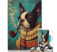 1000 Piece Jigsaw Puzzles for Adults & Teens Boston Terrier Blazed Puzzles,with Matching Poster And Trivia Sheet for And Age 14 Years Up (size 38x26cm)
