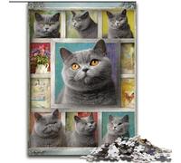 1000 Piece Jigsaw Puzzles for Adults & Teens British Shorthair Cat Collage, Suitable for Ages 14 And Up Home Decor Deal As Gifts for The Whole Family 50x75cm