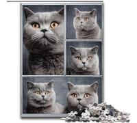 1000 Piece Jigsaw Puzzles for Adults & Teens British Shorthair Cat Collage, Suitable for Ages 14 And Up Home Decor Deal As Gifts for The Whole Family 26x38cm