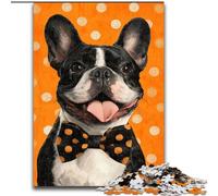 1000 Piece Jigsaw Puzzles for Adults & Teens Bulldog Wearing A Bow Tie, Challenging Difficult with Fully Interlocking Randomly Shaped Pieces (Size 26x38cm)