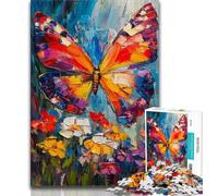 1000 Piece Jigsaw Puzzles for Adults & Teens Butterfly Oil Painting Puzzles,with Matching Poster And Trivia Sheet for And Age 14 Years Up (size 75x50cm)