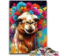 1000 Piece Jigsaw Puzzles for Adults & Teens Camel Wearing Flowers Puzzles for Teenagers,learning Educational for Is Ideal As A Gift for The Whole Family (26x38cm)