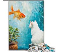 1000 Piece Jigsaw Puzzles for Adults & Teens Cat And Goldfish Educational Games Home Decoration Birthday Present, Gifts, Wall Art (size 50x75cm)