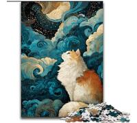 1000 Piece Jigsaw Puzzles for Adults & Teens Cat Looking Up at The Stars, Suitable for People Aged 14 And Above Challenging To Complete But Fun And Humorous Great Gift (Size 50x75cm)