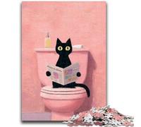 1000 Piece Jigsaw Puzzles for Adults & Teens Cat on The Toilet for And 14 Years And over Impossible Game Christmas Birthday Gift 50x75cm
