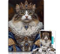 1000 Piece Jigsaw Puzzles for Adults & Teens Cat Queen,Stress Reliever Staycation Kill Time Enhance Love between Couples (38x26cm)