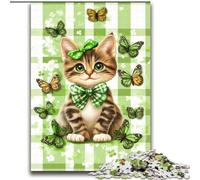 1000 Piece Jigsaw Puzzles for Adults & Teens Cat Surrounded by Butterflies,Stress Reliever Difficult Challenge Unique Home Decor And Gifts 38x52cm
