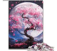 1000 Piece Jigsaw Puzzles for Adults & Teens Cherry Blossom Trees Under The Moon Relax Games Educational Game for Birthday, Chrismas for And Age 14 Years Up (size 50x75cm)