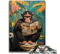 1000 Piece Jigsaw Puzzles for Adults & Teens Chimpanzee Reading A Newspaper for Ages 14 And over Fun Games Fun Activities at Home, Birthday Gifts, Travel Gifts 38x26cm