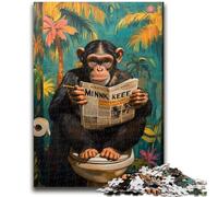 1000 Piece Jigsaw Puzzles for Adults & Teens Chimpanzee Reading A Newspaper Suitable for Ages 14 And Up Family Games Deal As Gifts for The Whole Family 50x75cm