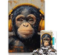 1000 Piece Jigsaw Puzzles for Adults & Teens Chimpanzees Listening to English,Help The Brain Exercise Addictive Toys to Cultivate Patience Gift For Birthdays 75x50cm