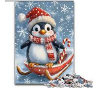 1000 Piece Jigsaw Puzzles for Adults & Teens Christmas Penguin, Stress Reliever Difficult Challenge Secret Santa Gifts 26x38cm