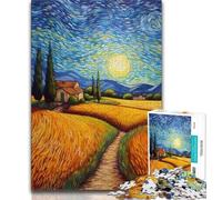 1000 Piece Jigsaw Puzzles for Adults & Teens Countryside Under The Night Sky Teenager Jigsaw,Stress Reliever Staycation Kill Time Home Decoration Toys (size 75x50cm)