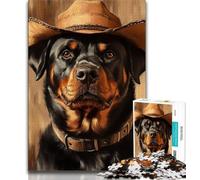 1000 Piece Jigsaw Puzzles for Adults & Teens Cowboy Rottweiler,Challenging Game for Is Ideal As A Gift for The Whole Family (75x50cm)