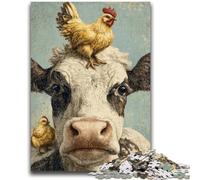 1000 Piece Jigsaw Puzzles for Adults & Teens Cows And Hens Teenager Puzzles,Challenging Game for Is Ideal As A Gift for The Whole Family (38x26cm)