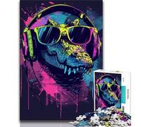 1000 Piece Jigsaw Puzzles for Adults & Teens Crocodile with Sunglasses Teenager Jigsaw,Stress Reliever Staycation Kill Time Home Decoration Toys (size 38x26cm)