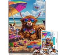 1000 Piece Jigsaw Puzzles for Adults & Teens Cute Highland Cow 1000 Piece Puzzle,Family Educational Games Home Decoration Gift 38x26cm