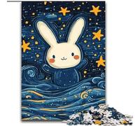 1000 Piece Jigsaw Puzzles for Adults & Teens Cute Rabbit Night Sky, Stress Reliever Difficult Challenge Secret Santa Gifts for Age 14 Years Up (Size 26x38cm)