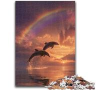 1000 Piece Jigsaw Puzzles for Adults & Teens Dolphins Under The Rainbow for And 14 Years And over Impossible Game Christmas Birthday Gift 50x75cm