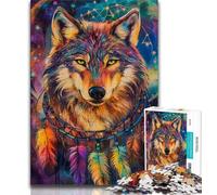 1000 Piece Jigsaw Puzzles for Adults & Teens Dream Catcher Wolf, Games Toys Gift,is Ideal As Gifts for The Whole Family for And Age 14 38x26cm