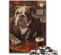 1000 Piece Jigsaw Puzzles for Adults & Teens English Bulldog Drinking Suitable for Ages 14 And Up Family Games Deal As Gifts for The Whole Family 50x75cm