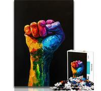 1000 Piece Jigsaw Puzzles for Adults & Teens Fist Hand Gesture,Challenging Difficult with Fully Interlocking Randomly Shaped Pieces 75x50cm