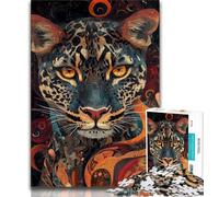 1000 Piece Jigsaw Puzzles for Adults & Teens Flame Leopard,Stress Reliever Staycation Kill Time Enhance Love between Couples (38x26cm)