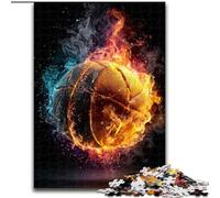 1000 Piece Jigsaw Puzzles for Adults & Teens Flaming Basketball, Stress Reliever Difficult Challenge Secret Santa Gifts for Age 14 Years Up (Size 26x38cm)