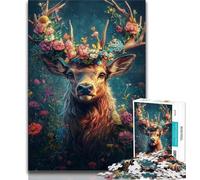 1000 Piece Jigsaw Puzzles for Adults & Teens Flowers And Deer 1000 Piece Jigsaw,Educational Stress Relief Toy Great Gifts And Toys (size 38x26cm)
