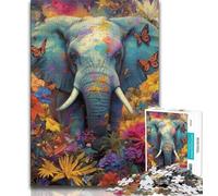 1000 Piece Jigsaw Puzzles for Adults & Teens Flowers And Elephants,Challenging Game Toys Wall Decoration Unique Birthday And Xmas Gifts (38x26cm)