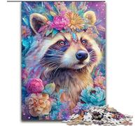 1000 Piece Jigsaw Puzzles for Adults & Teens Flowers Raccoon Relax Games Educational Game for Birthday, Chrismas for And Age 14 Years Up (size 50x75cm)