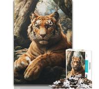 1000 Piece Jigsaw Puzzles for Adults & Teens Forest Tiger Teenager Jigsaw,Stress Reliever Staycation Kill Time Home Decoration Toys (size 38x26cm)