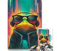 1000 Piece Jigsaw Puzzles for Adults & Teens Frog with Glasses Teenager Puzzles,Learning Educational Toys Family Games Unique Birthday And Gifts (size 38x26cm)