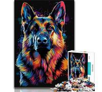 1000 Piece Jigsaw Puzzles for Adults & Teens German Shepherd DJ Neon 1000 Piece Jigsaw,Educational Stress Relief Toy Great Gifts And Toys (size 75x50cm)