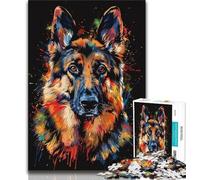 1000 Piece Jigsaw Puzzles for Adults & Teens German Shepherd DJ Neon 1000 Piece Jigsaw,Educational Stress Relief Toy Great Gifts And Toys (size 38x26cm)