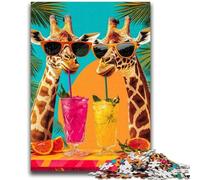 1000 Piece Jigsaw Puzzles for Adults & Teens Giraffe Drinking A Drink Artistic Wall Decor & Birthday Gift Idea for Friends, Home Office 38x26cm