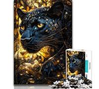 1000 Piece Jigsaw Puzzles for Adults & Teens Golden Black Leopard,Challenging Game Toys Wall Decoration Unique Birthday And Xmas Gifts (75x50cm)