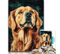 1000 Piece Jigsaw Puzzles for Adults & Teens Golden Retriever Puzzles,with Matching Poster And Trivia Sheet for And Age 14 Years Up (size 38x26cm)