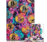 1000 Piece Jigsaw Puzzles for Adults & Teens Graffiti Bitcoin,Stress Reliever Staycation Kill Time Enhance Love between Couples (38x26cm)