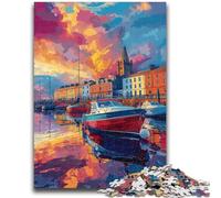 1000 Piece Jigsaw Puzzles for Adults & Teens Harbour at Sunset Stress Reliever Difficult Challenge Every Piece Is Unique - Challenging Family Fun Game 50x75cm