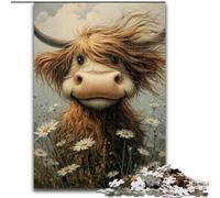 1000 Piece Jigsaw Puzzles for Adults & Teens Highland Cow, for Age 14+ Suitable for Couples Fun at Home Activities, Birthday Present,Travel Gifts (Size 26x38cm)