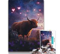 1000 Piece Jigsaw Puzzles for Adults & Teens Highland Cow Sunset Puzzles for Teenagers,learning Educational for Is Ideal As A Gift for The Whole Family 38x26cm