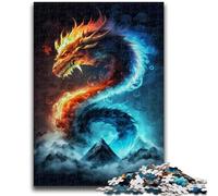 1000 Piece Jigsaw Puzzles for Adults & Teens Ice And Fire Flying Dragon Puzzles,is Ideal As Gifts for The Whole Family Suitable for And 14 (38x26cm)