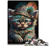 1000 Piece Jigsaw Puzzles for Adults & Teens Indian Warrior Cat Artistic Wall Decor & Birthday Gift Idea for Friends, Home Office 50x75cm