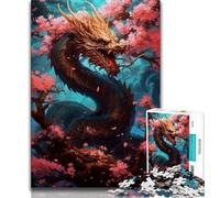 1000 Piece Jigsaw Puzzles for Adults & Teens Japanese Dragon Cherry 1000 Piece Puzzle,family Fun Games Is Ideal As A Gift for The Whole Family (size 38x26cm)