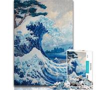 1000 Piece Jigsaw Puzzles for Adults & Teens Japanese Style Waves Teenager Puzzles,Learning Educational Toys Family Games Unique Birthday And Gifts (size 75x50cm)