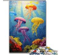 1000 Piece Jigsaw Puzzles for Adults & Teens Jellyfish Oil Painting, for Educational Game Challenge Toy Unique Home Decor And Gifts (Size 50x75cm)