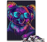 1000 Piece Jigsaw Puzzles for Adults & Teens Koala with Headphones Sunglasses Artistic Wall Decor & Birthday Gift Idea for Friends, Home Office 38x26cm