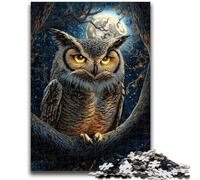 1000 Piece Jigsaw Puzzles for Adults & Teens Midnight Owl Puzzles for Adults,Learning Educational Toys Family Games Unique Birthday And Gifts (75x50cm)